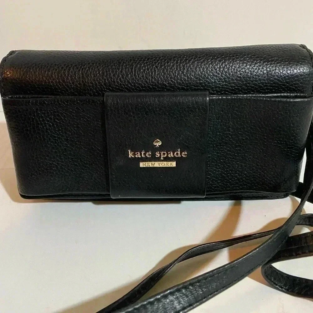Kate spade black leather crossbody handbag